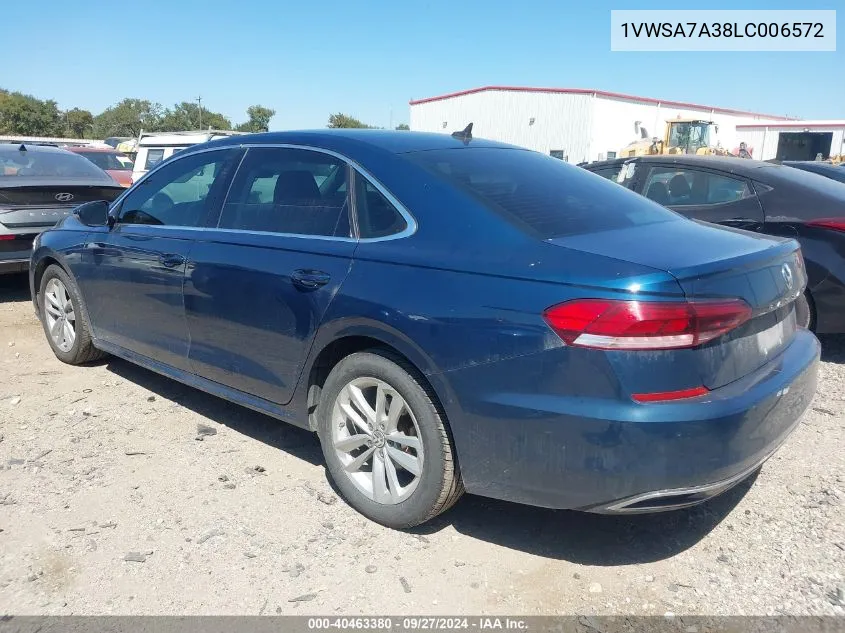 1VWSA7A38LC006572 2020 Volkswagen Passat 2.0T Se