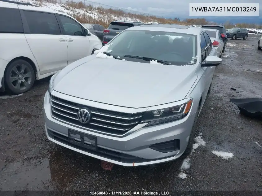 1VWBA7A31MC013249 2021 Volkswagen Passat Highline
