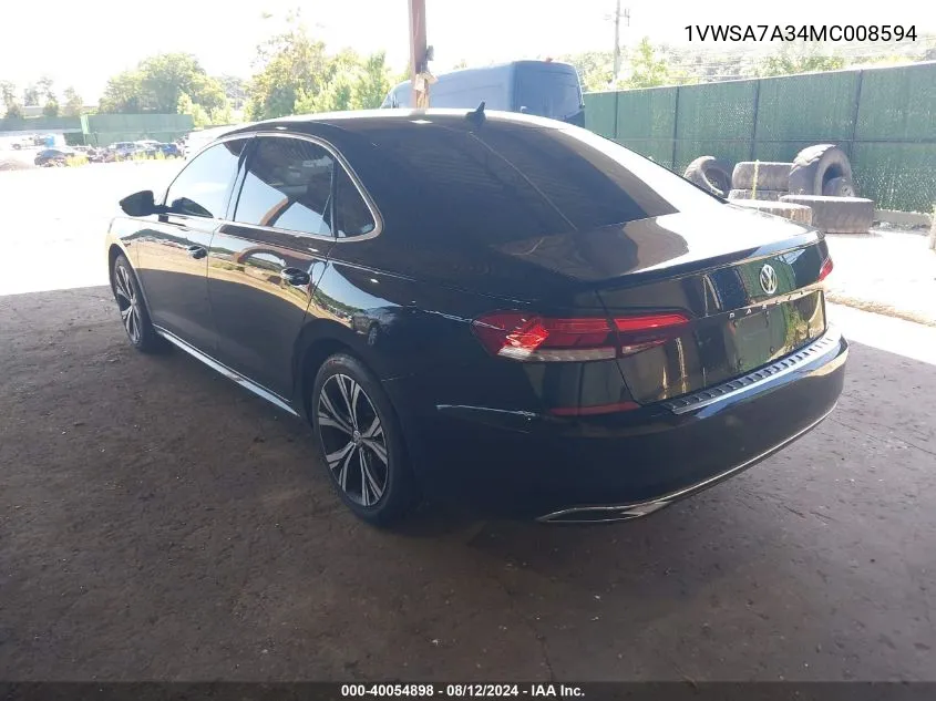 1VWSA7A34MC008594 2021 Volkswagen Passat Se