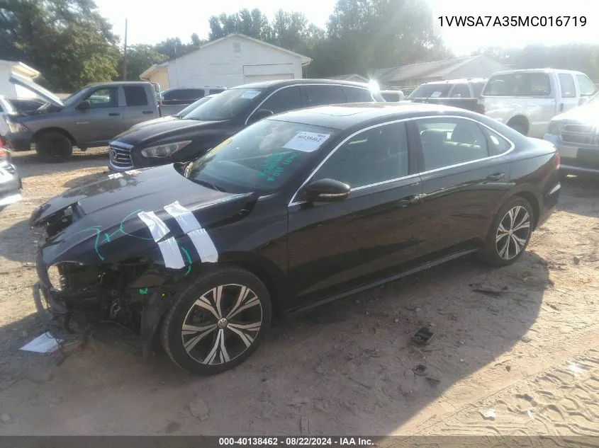 1VWSA7A35MC016719 2021 Volkswagen Passat 2.0T Se