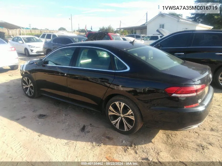 1VWSA7A35MC016719 2021 Volkswagen Passat 2.0T Se