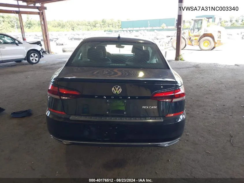 1VWSA7A31NC003340 2022 Volkswagen Passat 2.0T Se