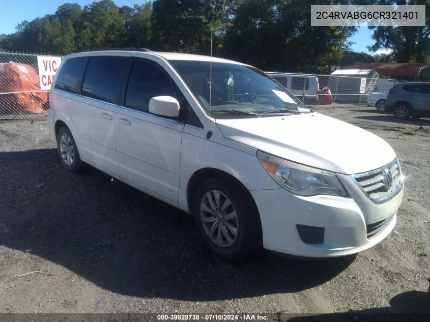 2C4RVABG6CR321401 2012 Volkswagen Routan Se