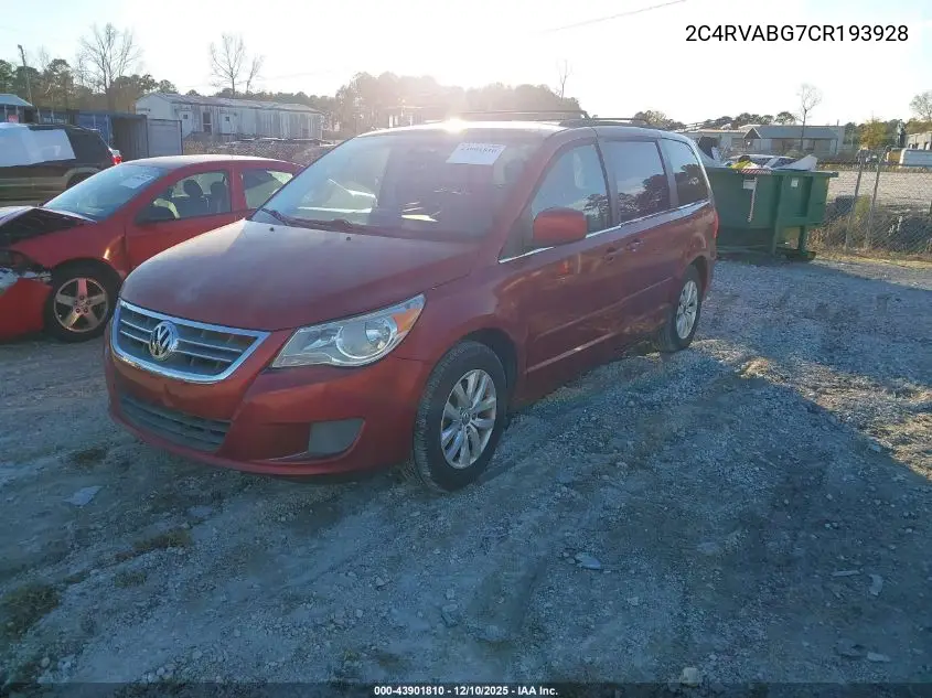 2C4RVABG7CR193928 2012 Volkswagen Routan Se