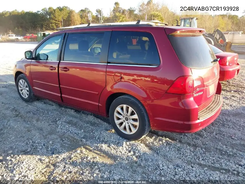 2C4RVABG7CR193928 2012 Volkswagen Routan Se