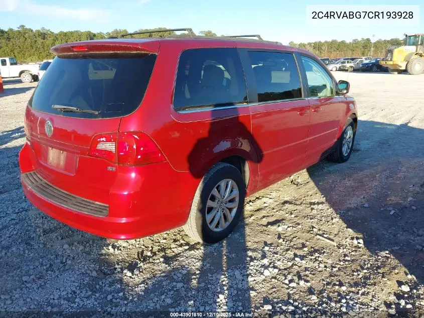 2C4RVABG7CR193928 2012 Volkswagen Routan Se