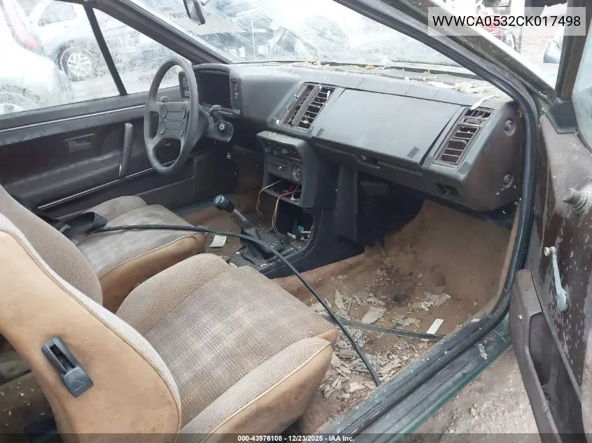 1982 Volkswagen Scirocco Deluxe VIN: WVWCA0532CK017498 Lot: 43976108