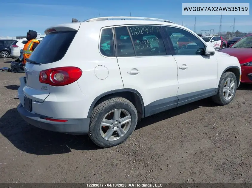 WVGBV7AX2AW535159 2010 Volkswagen Tiguan
