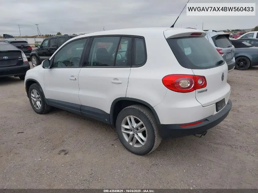 WVGAV7AX4BW560433 2011 Volkswagen Tiguan S