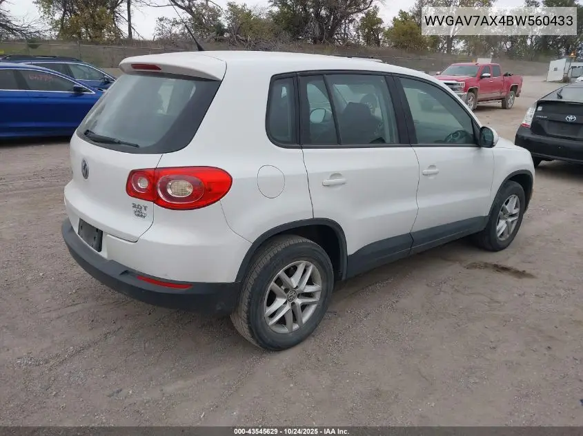 WVGAV7AX4BW560433 2011 Volkswagen Tiguan S