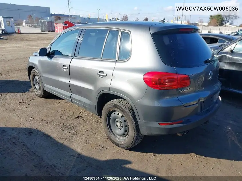WVGCV7AX5CW006036 2012 Volkswagen Tiguan S