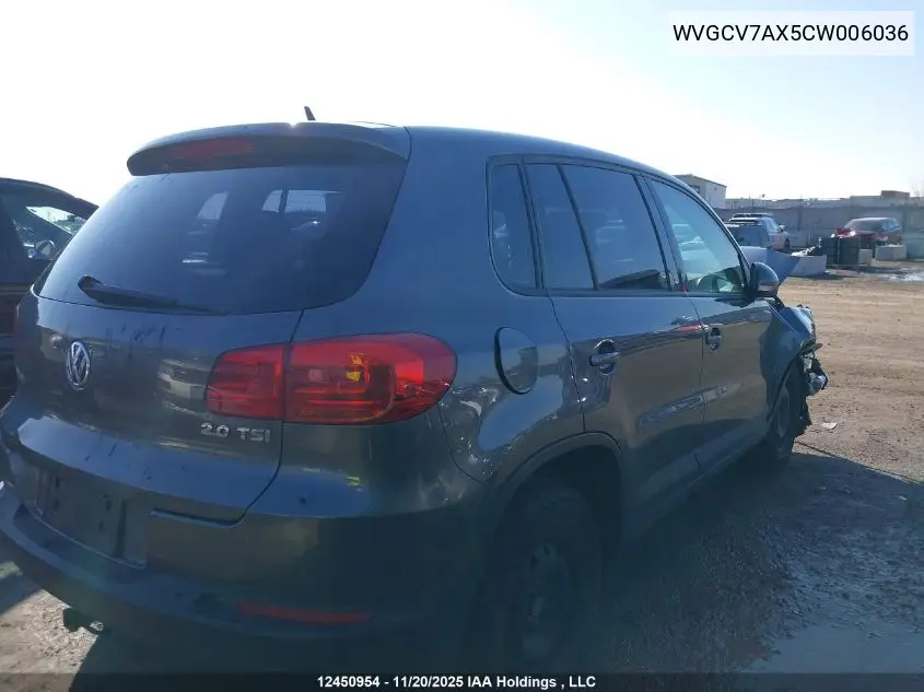 WVGCV7AX5CW006036 2012 Volkswagen Tiguan S