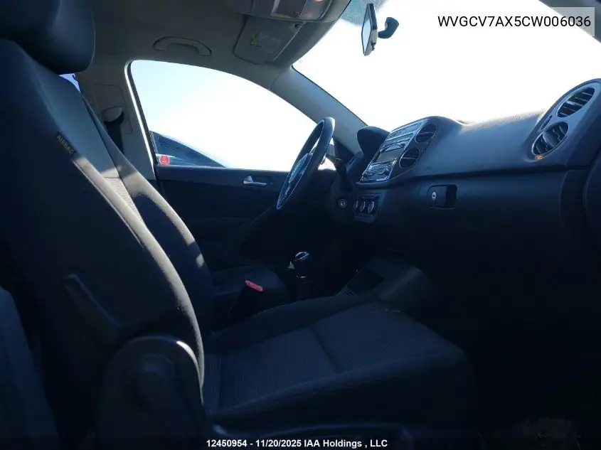 WVGCV7AX5CW006036 2012 Volkswagen Tiguan S