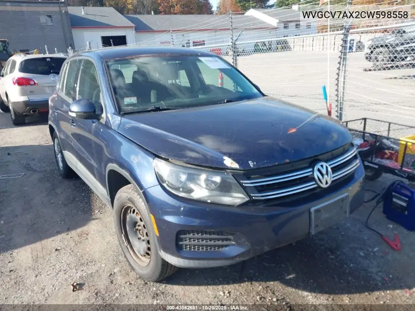 WVGCV7AX2CW598558 2012 Volkswagen Tiguan S
