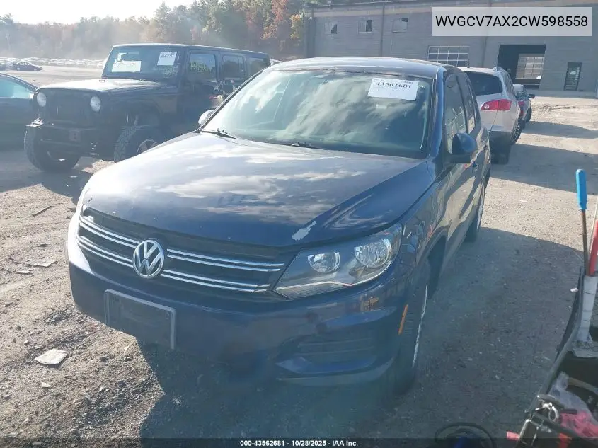 WVGCV7AX2CW598558 2012 Volkswagen Tiguan S