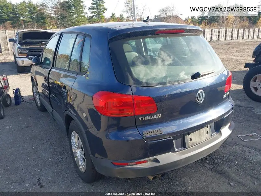 WVGCV7AX2CW598558 2012 Volkswagen Tiguan S