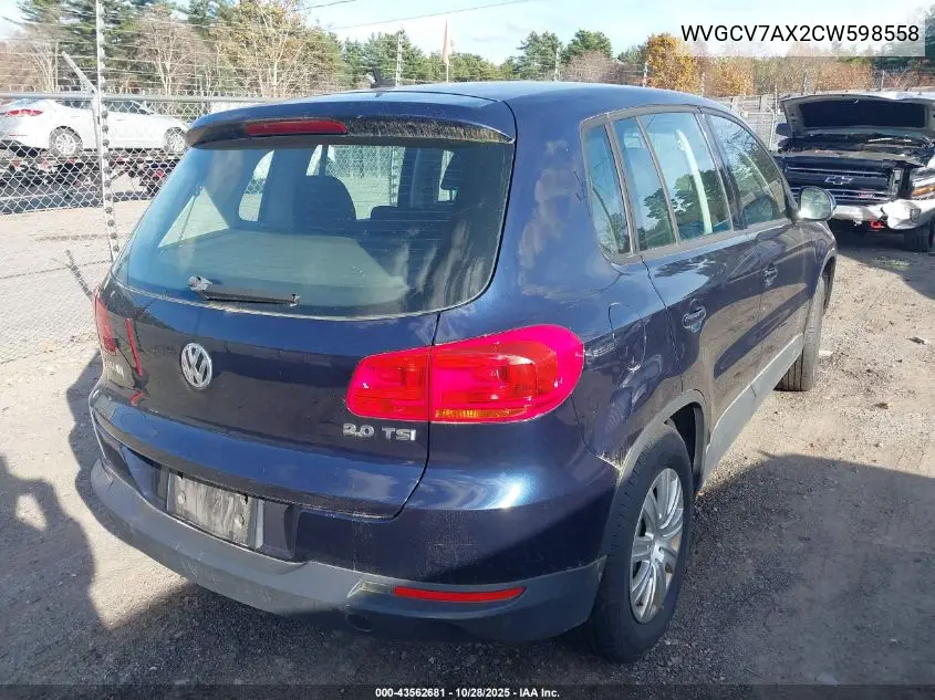 WVGCV7AX2CW598558 2012 Volkswagen Tiguan S