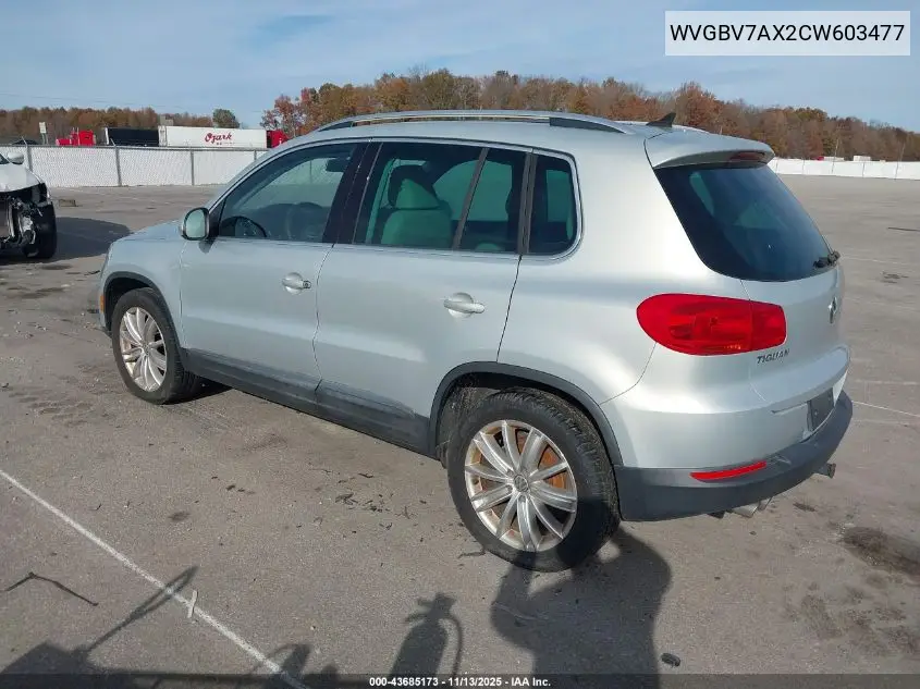 WVGBV7AX2CW603477 2012 Volkswagen Tiguan Se