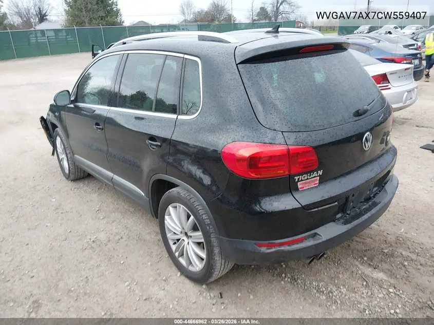 2012 Volkswagen Tiguan Se VIN: WVGAV7AX7CW559407 Lot: 44666962