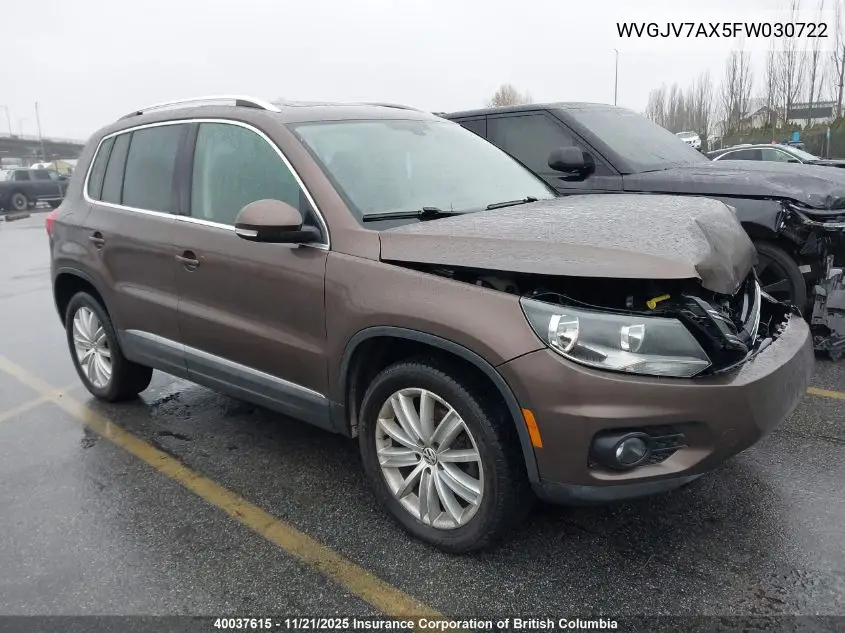 WVGJV7AX5FW030722 2015 Volkswagen Tiguan S/Se/Sel/R-Line