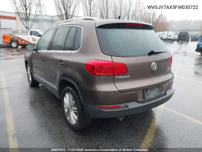 WVGJV7AX5FW030722 2015 Volkswagen Tiguan S/Se/Sel/R-Line