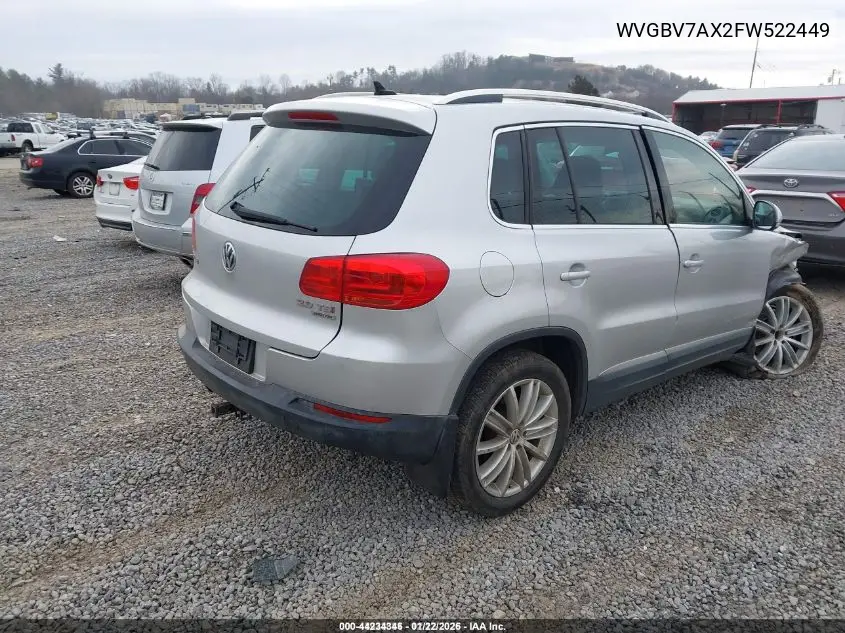 WVGBV7AX2FW522449 2015 Volkswagen Tiguan Sel