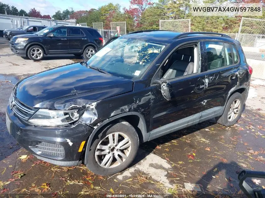 WVGBV7AX4GW597848 2016 Volkswagen Tiguan S