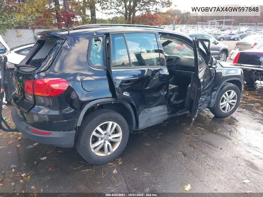WVGBV7AX4GW597848 2016 Volkswagen Tiguan S