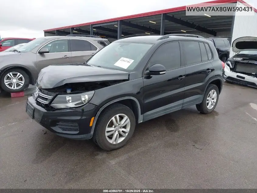 WVGAV7AX8GW590431 2016 Volkswagen Tiguan S
