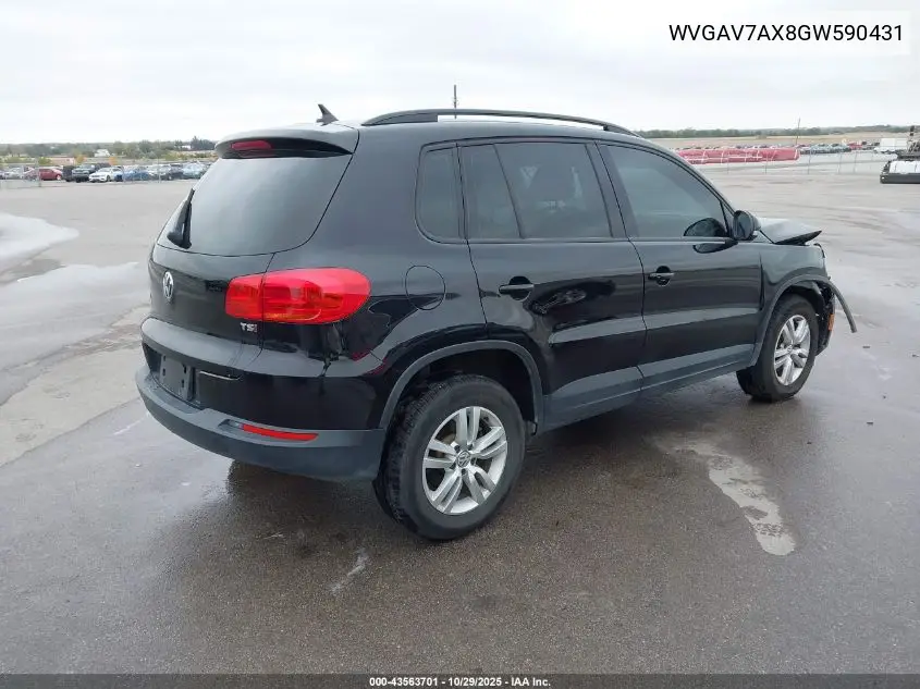 WVGAV7AX8GW590431 2016 Volkswagen Tiguan S