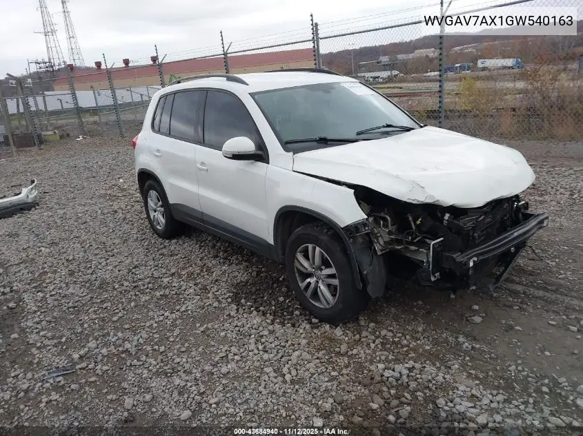 WVGAV7AX1GW540163 2016 Volkswagen Tiguan S