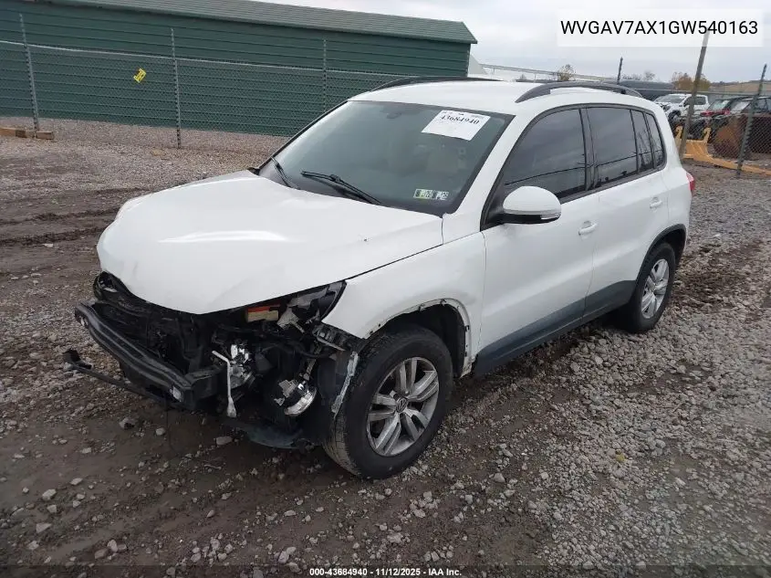 WVGAV7AX1GW540163 2016 Volkswagen Tiguan S
