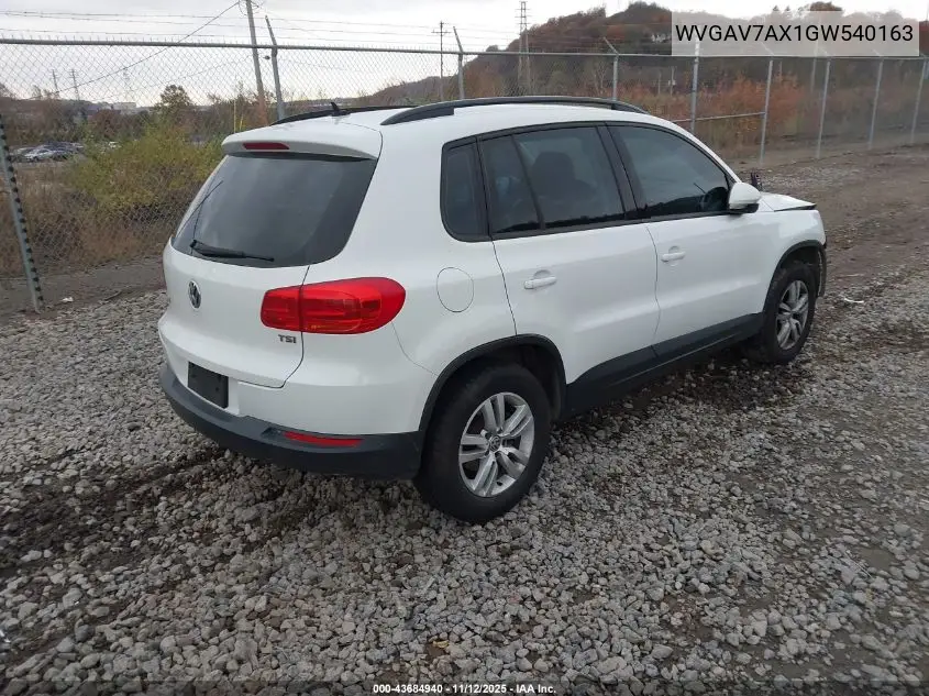 WVGAV7AX1GW540163 2016 Volkswagen Tiguan S