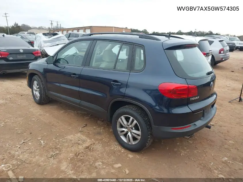 WVGBV7AX5GW574305 2016 Volkswagen Tiguan S