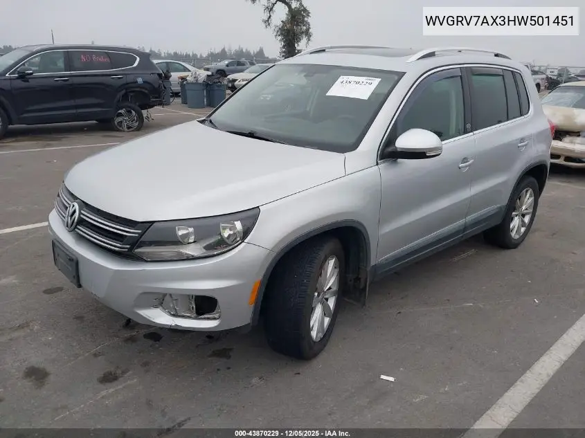 WVGRV7AX3HW501451 2017 Volkswagen Tiguan 2.0T Wolfsburg Edition