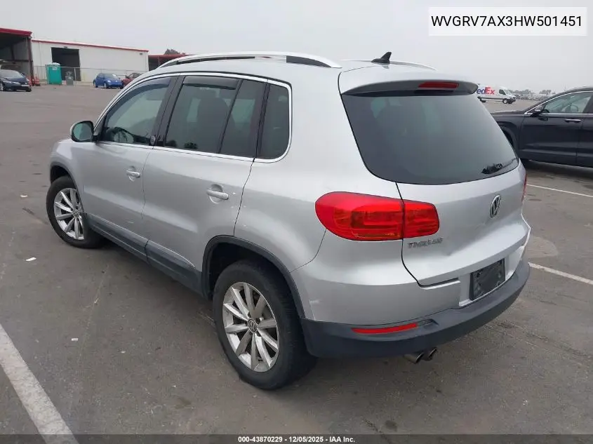 WVGRV7AX3HW501451 2017 Volkswagen Tiguan 2.0T Wolfsburg Edition