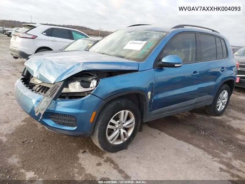 WVGAV7AXXHK004093 2017 Volkswagen Tiguan 2.0T S