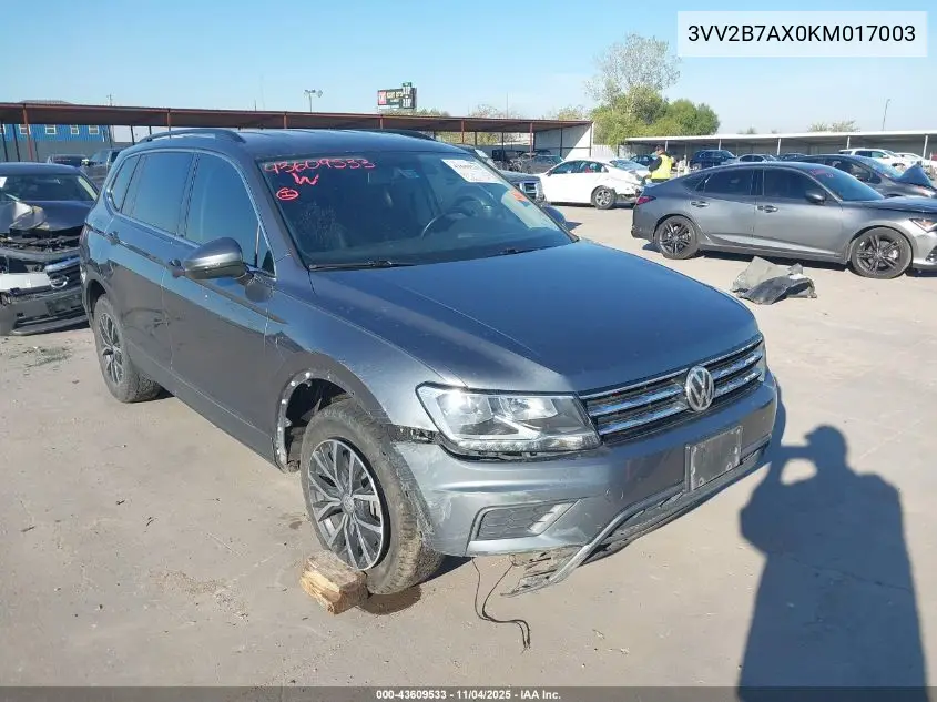 3VV2B7AX0KM017003 2019 Volkswagen Tiguan 2.0T Se/2.0T Sel/2.0T Sel R-Line/2.0T Sel R-Line Black