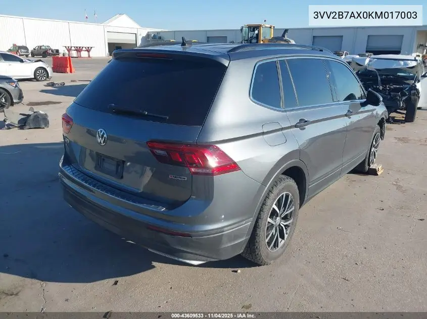 3VV2B7AX0KM017003 2019 Volkswagen Tiguan 2.0T Se/2.0T Sel/2.0T Sel R-Line/2.0T Sel R-Line Black