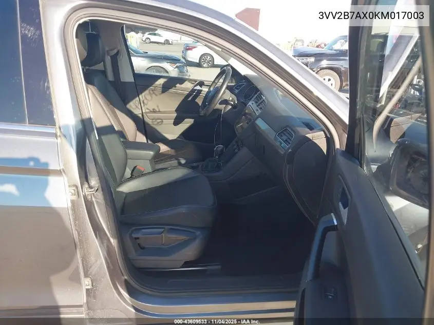 3VV2B7AX0KM017003 2019 Volkswagen Tiguan 2.0T Se/2.0T Sel/2.0T Sel R-Line/2.0T Sel R-Line Black
