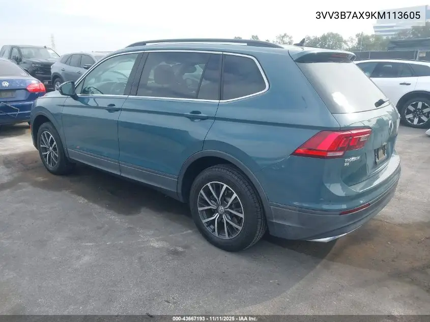 3VV3B7AX9KM113605 2019 Volkswagen Tiguan 2.0T Se/2.0T Sel/2.0T Sel R-Line/2.0T Sel R-Line Black