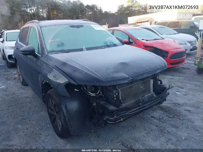 3VV3B7AX1KM072693 2019 Volkswagen Tiguan 2.0T Se/2.0T Sel/2.0T Sel R-Line/2.0T Sel R-Line Black