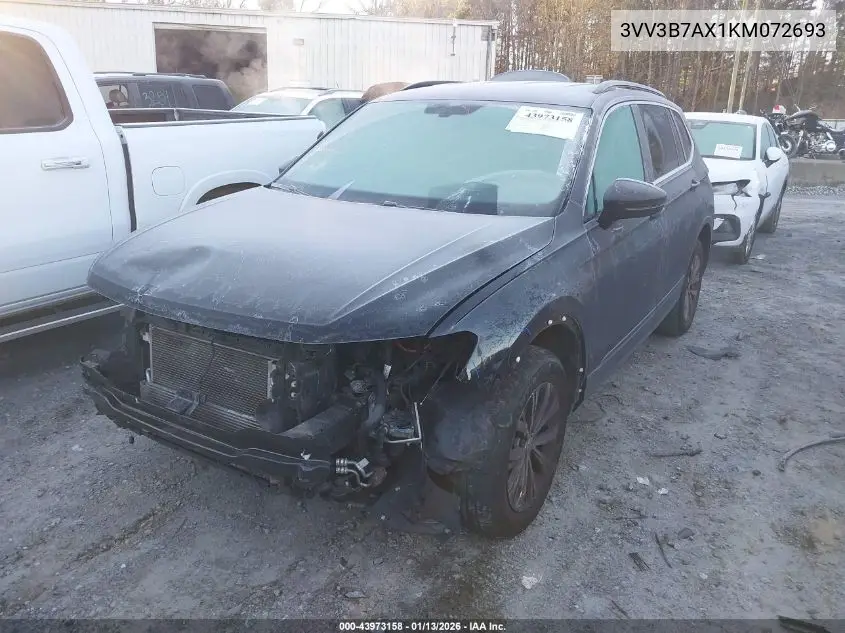 3VV3B7AX1KM072693 2019 Volkswagen Tiguan 2.0T Se/2.0T Sel/2.0T Sel R-Line/2.0T Sel R-Line Black