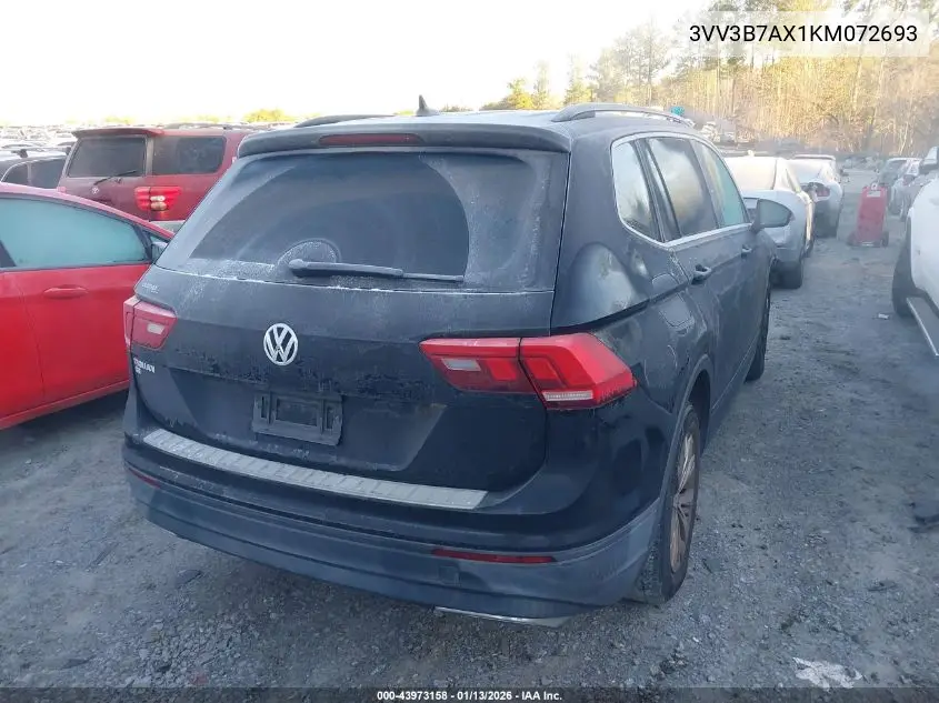 3VV3B7AX1KM072693 2019 Volkswagen Tiguan 2.0T Se/2.0T Sel/2.0T Sel R-Line/2.0T Sel R-Line Black