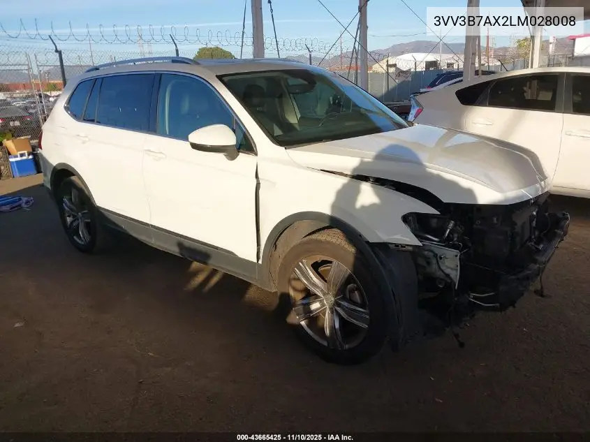 3VV3B7AX2LM028008 2020 Volkswagen Tiguan 2.0T Se/2.0T Se R-Line Black/2.0T Sel