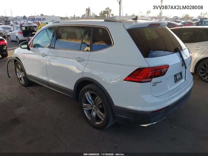 3VV3B7AX2LM028008 2020 Volkswagen Tiguan 2.0T Se/2.0T Se R-Line Black/2.0T Sel