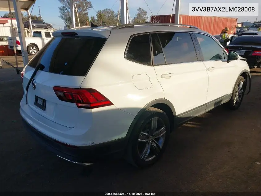 3VV3B7AX2LM028008 2020 Volkswagen Tiguan 2.0T Se/2.0T Se R-Line Black/2.0T Sel
