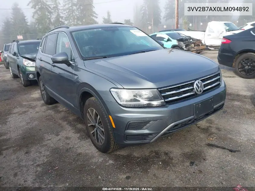 3VV2B7AX0LM094892 2020 Volkswagen Tiguan 2.0T Se/2.0T Se R-Line Black/2.0T Sel