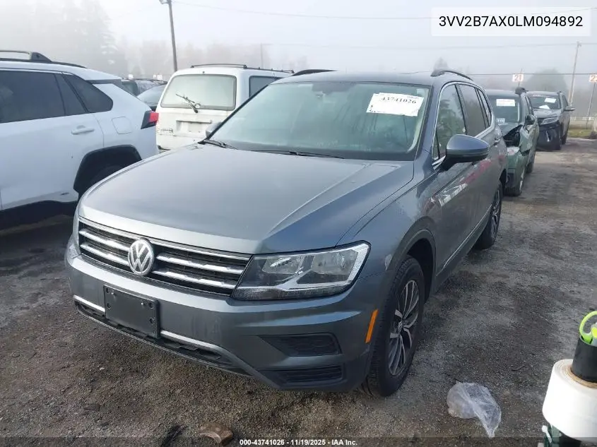 3VV2B7AX0LM094892 2020 Volkswagen Tiguan 2.0T Se/2.0T Se R-Line Black/2.0T Sel