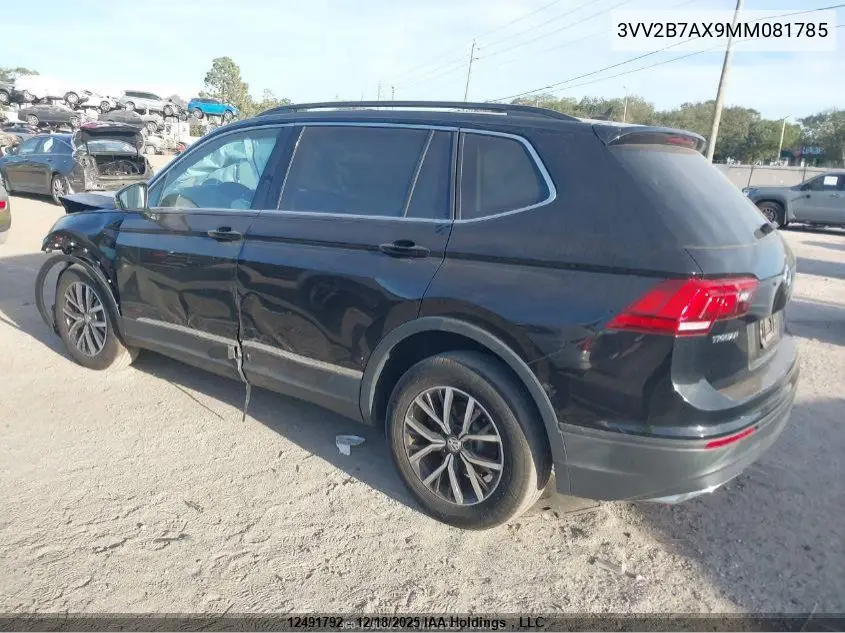 3VV2B7AX9MM081785 2021 Volkswagen Tiguan 2.0T Se/2.0T Se R-Line Black/2.0T Sel